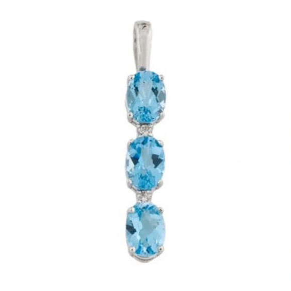 Brand New Topaz and Diamond Pendant with 14K White Gold - Picture 1 of 4